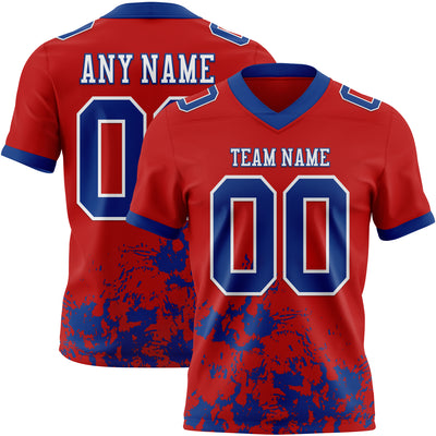 Custom Red Royal-White 3D Pattern Splash Authentic Football Jersey