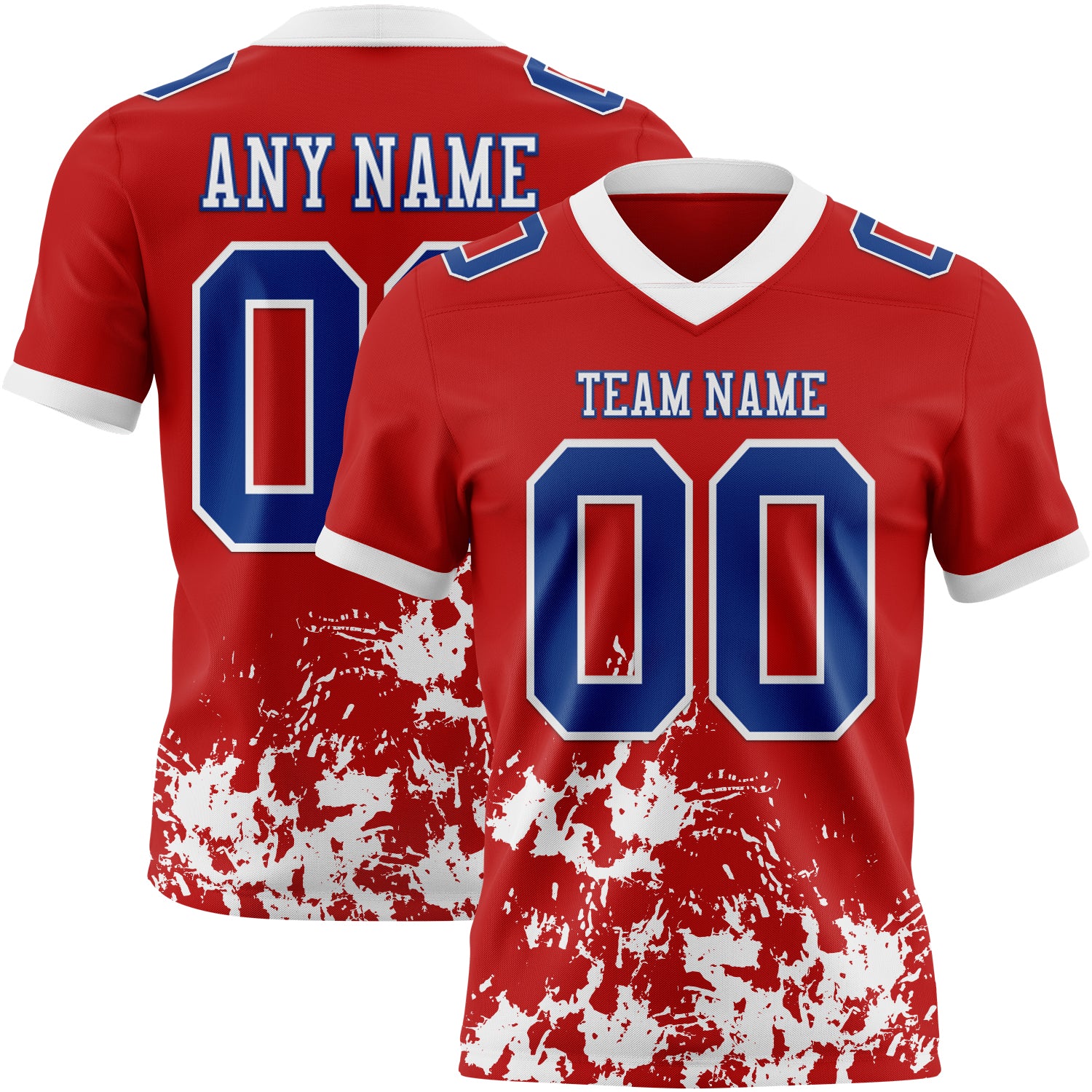 Custom Red Royal-White 3D Pattern Splash Authentic Football Jersey