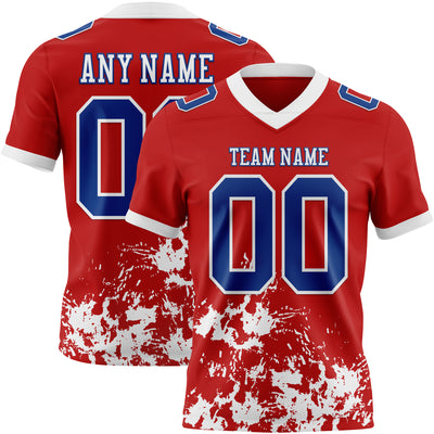 Custom Red Royal-White 3D Pattern Splash Authentic Football Jersey