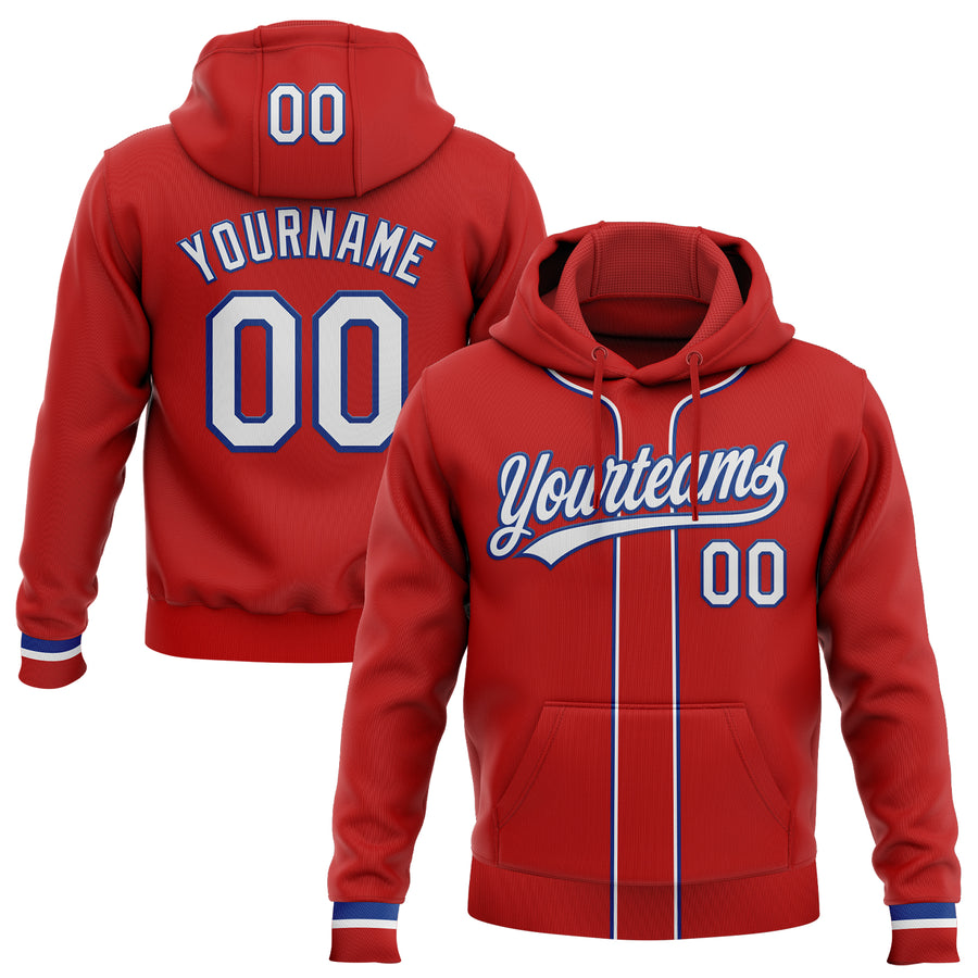 Custom Stitched Red White-Royal Baseball Pullover Sweatshirt Hoodie