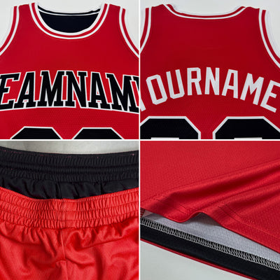 Custom Reversible Black Gold-White Double Side Sublimation Basketball Suit Jersey