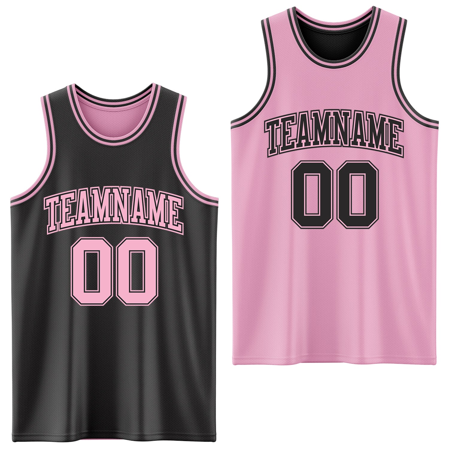 Custom Reversible Black Light Pink Double Side Sublimation Basketball Suit Jersey