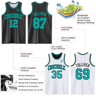 Custom Reversible Black Aqua Double Side Sublimation Basketball Suit Jersey
