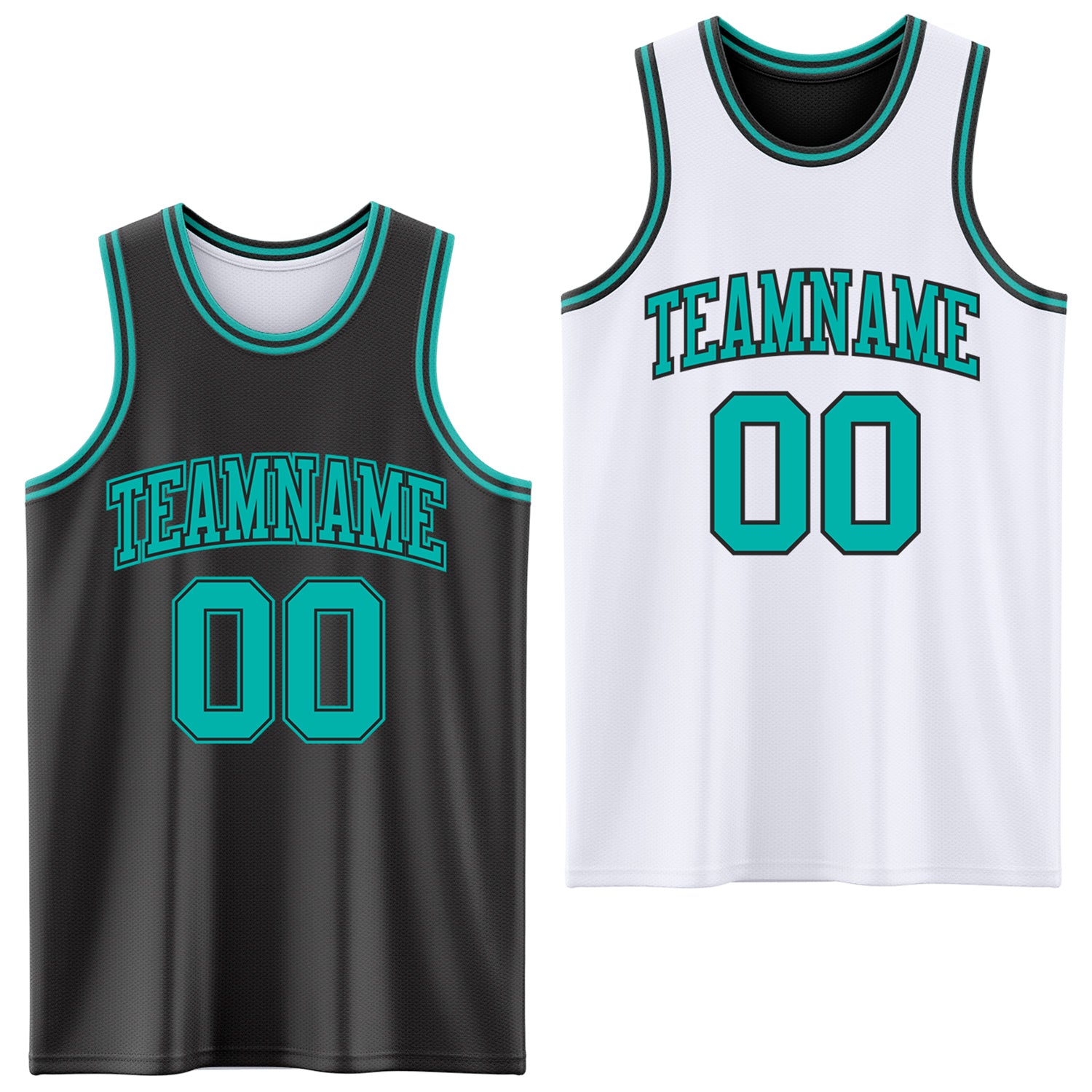 Custom Reversible Black Aqua Double Side Sublimation Basketball Suit Jersey