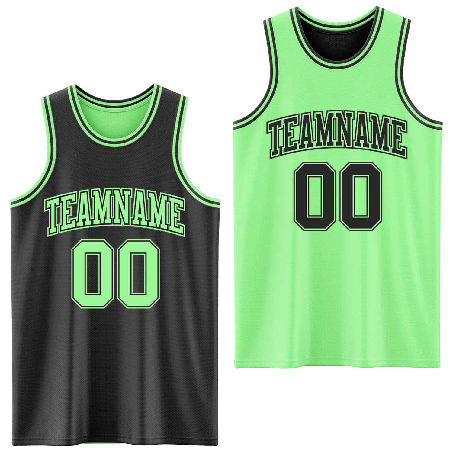 Custom Reversible Black Pea Green Double Side Sublimation Basketball Suit Jersey
