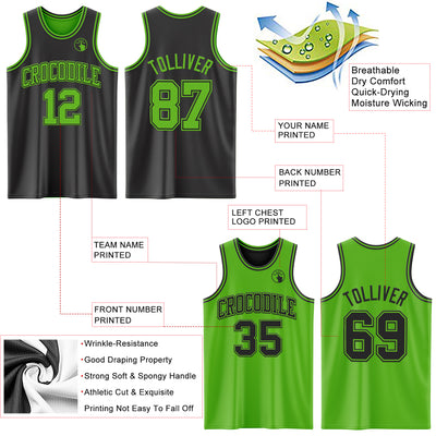 Custom Reversible Black Aurora Green Double Side Sublimation Basketball Suit Jersey