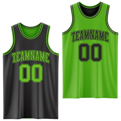Custom Reversible Black Aurora Green Double Side Sublimation Basketball Suit Jersey