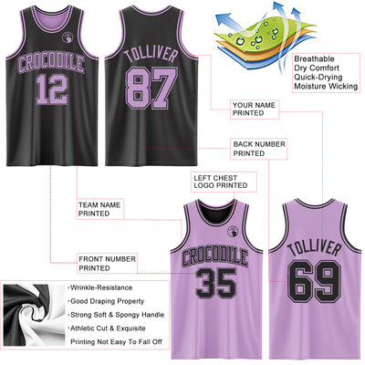 Custom Reversible Black Light Purple Double Side Sublimation Basketball Suit Jersey