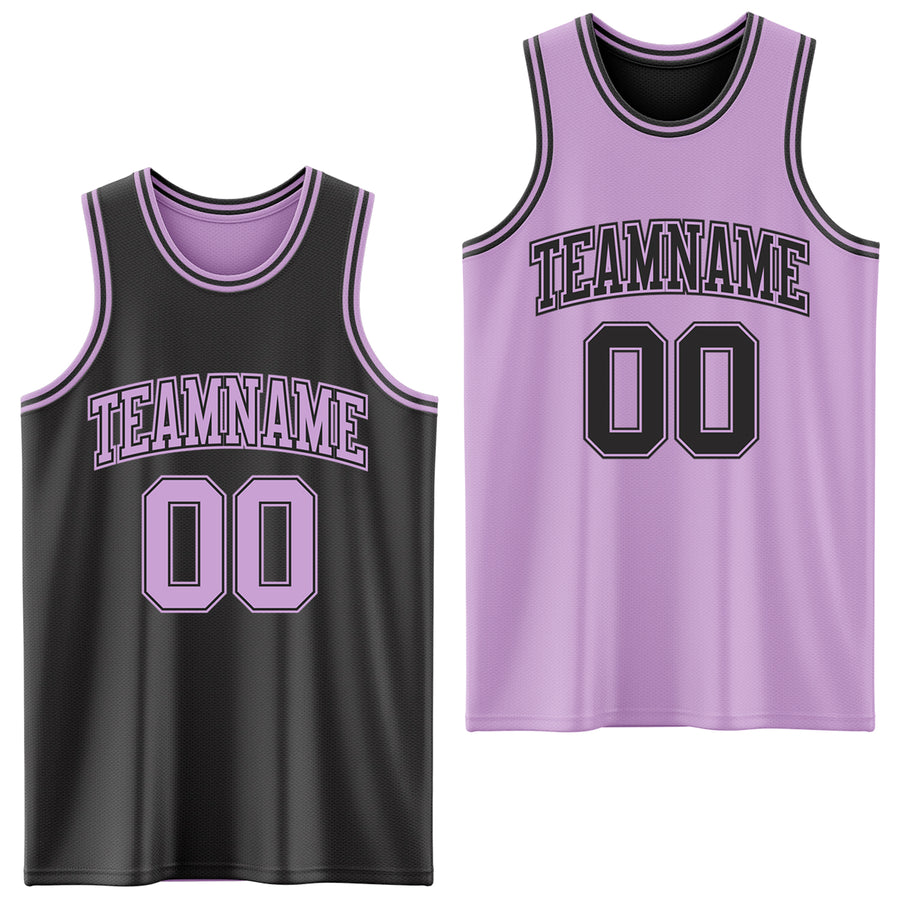 Custom Reversible Black Light Purple Double Side Sublimation Basketball Suit Jersey
