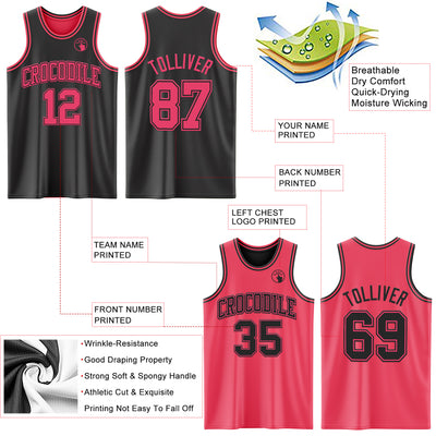 Custom Reversible Black Neon Pink Double Side Sublimation Basketball Suit Jersey