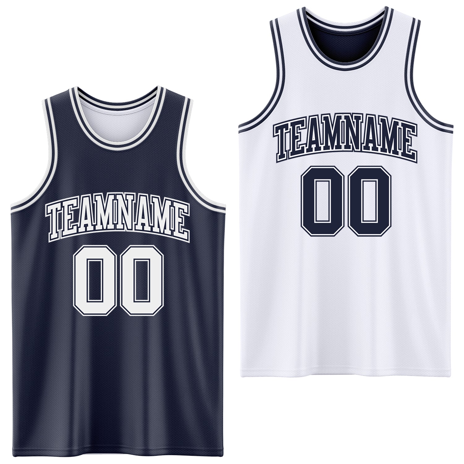 Custom Navy White Reversible Double Side Sublimation Basketball Suit Jersey