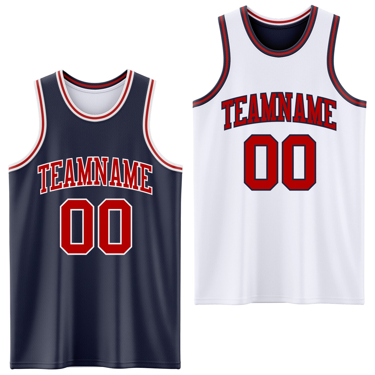 Custom Navy Red-White Reversible Double Side Sublimation Basketball Suit Jersey