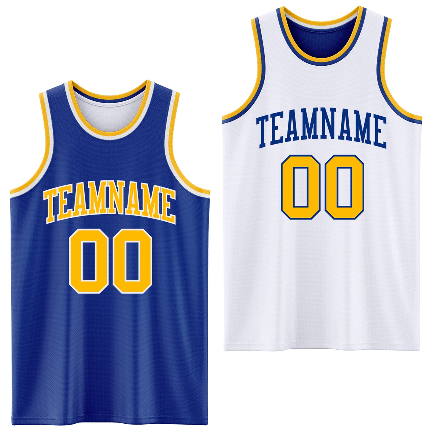 Custom Royal Gold-White Reversible Double Side Sublimation Basketball Suit Jersey