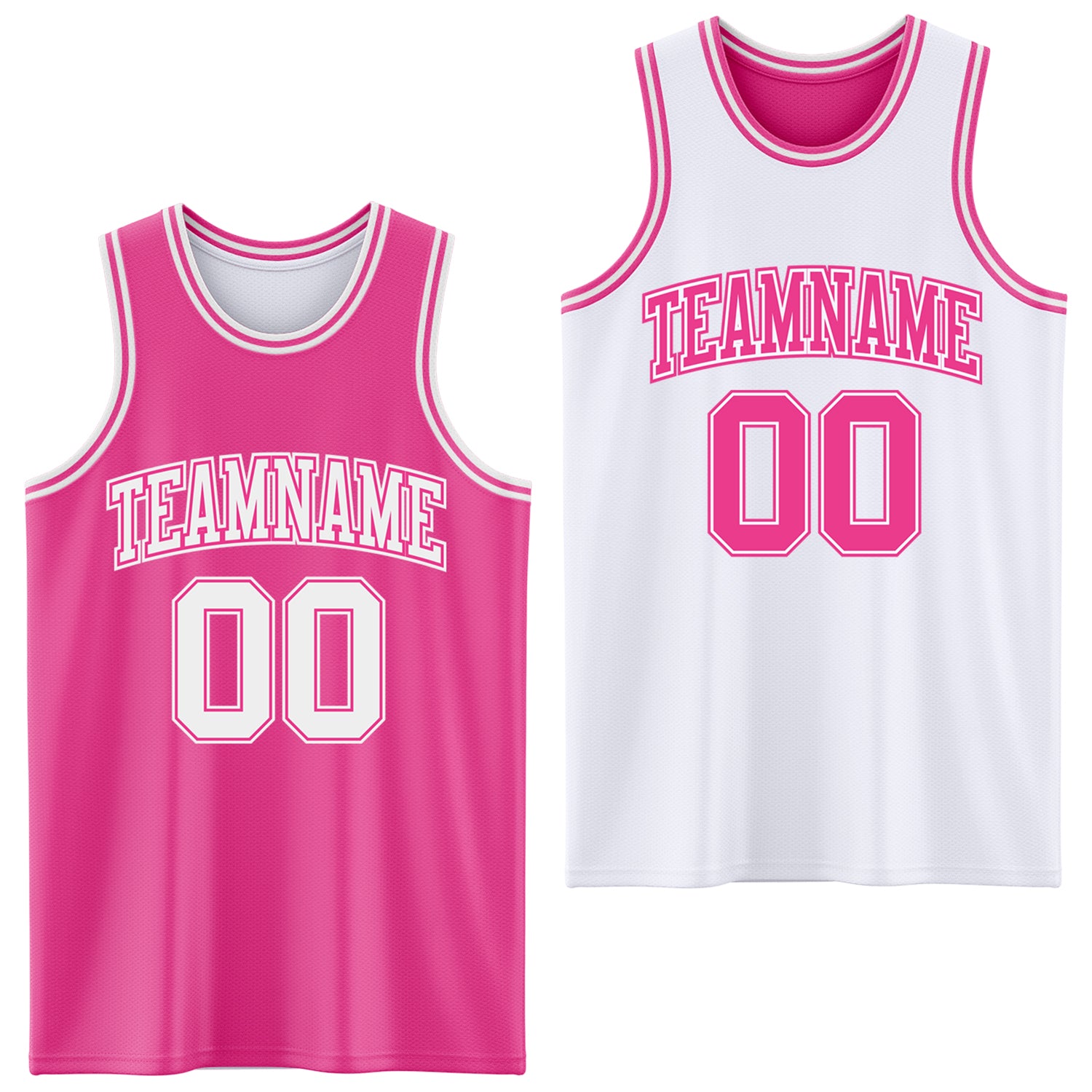 Custom Pink White Reversible Double Side Sublimation Basketball Suit Jersey