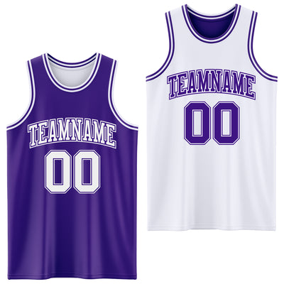 Custom Purple White Reversible Double Side Sublimation Basketball Suit Jersey