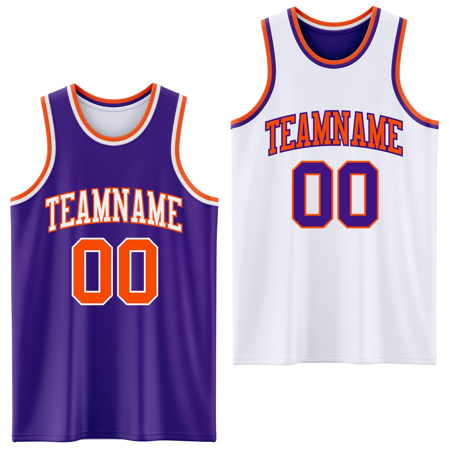 Custom Purple Orange-White Reversible Double Side Sublimation Basketball Suit Jersey