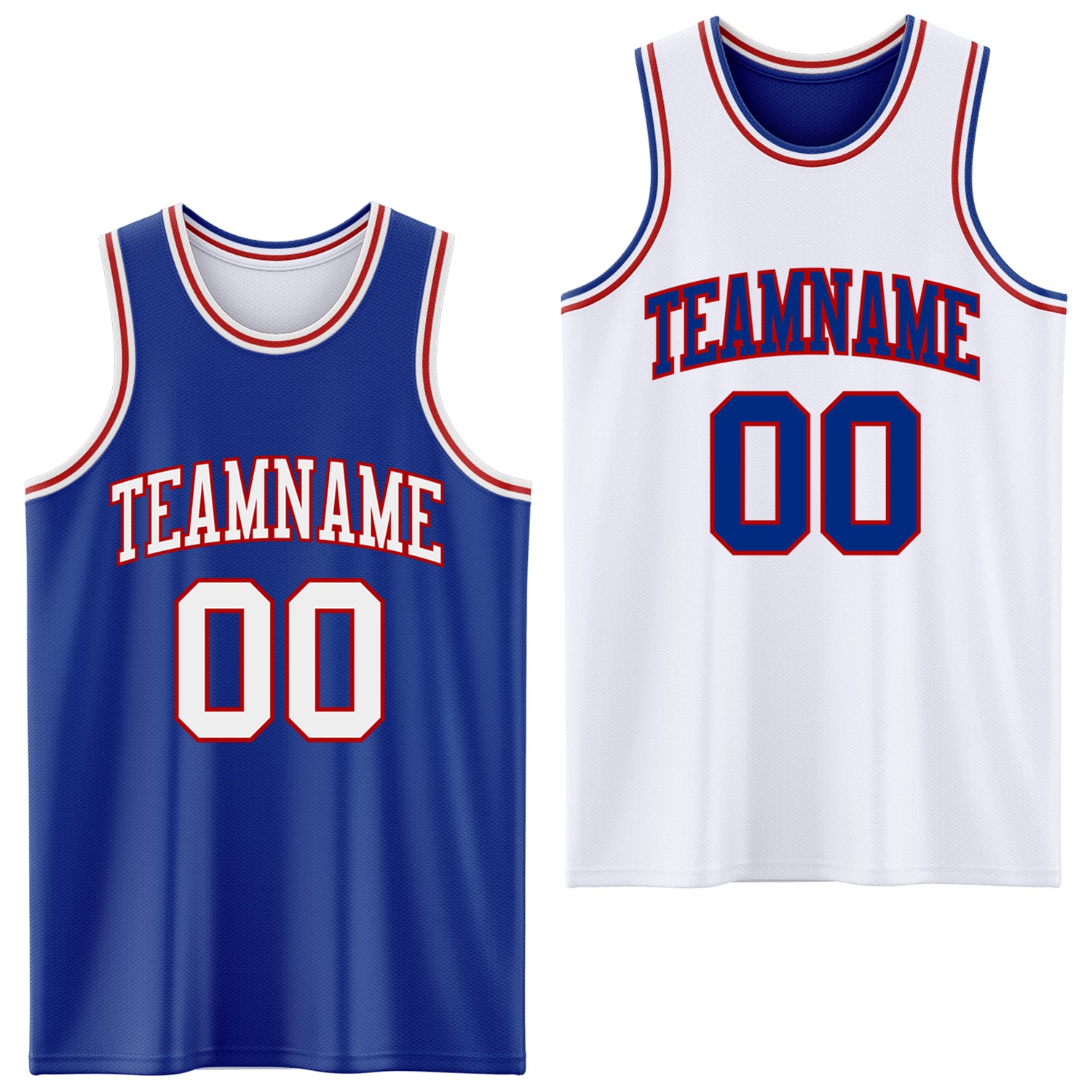 Custom Reversible Royal White-Red Double Side Sublimation Basketball Suit Jersey