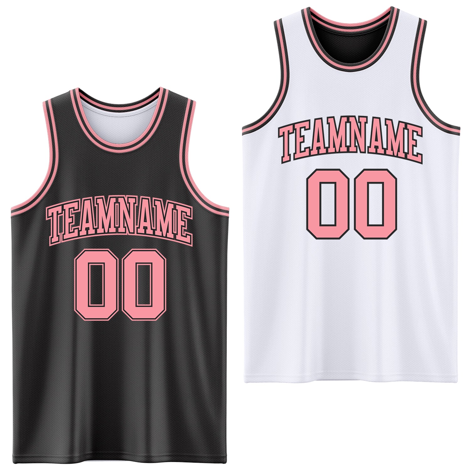 Custom Reversible Black Medium Pink Double Side Sublimation Basketball Suit Jersey