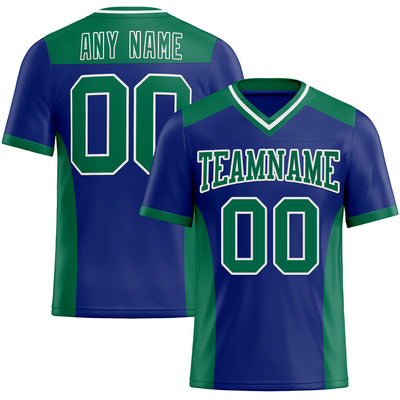 Custom Royal Kelly Green-White Authentic Football Jersey