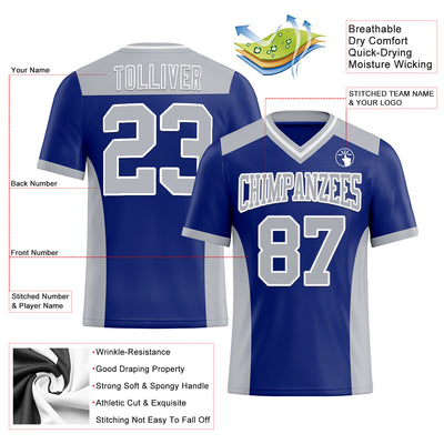 Custom Royal Gray-White Authentic Football Jersey