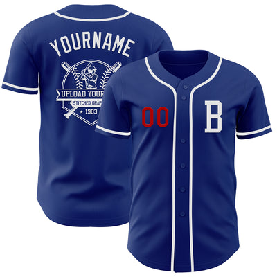 Custom Royal White-Red Authentic Baseball Jersey