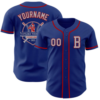 Custom Royal Gray-Red Authentic Baseball Jersey
