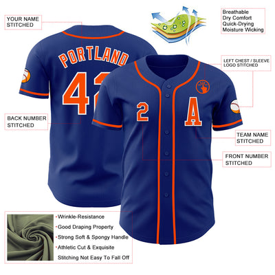 Custom Royal Orange-White Authentic Baseball Jersey
