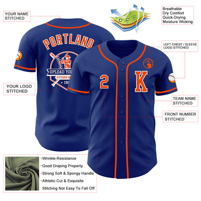 Custom Royal Orange-White Authentic Baseball Jersey