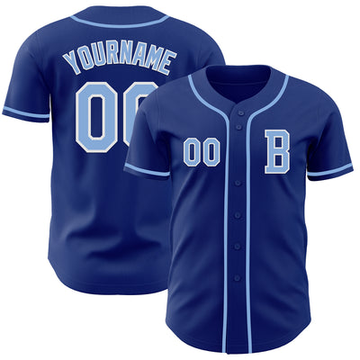 Custom Royal Light Blue-White Authentic Baseball Jersey