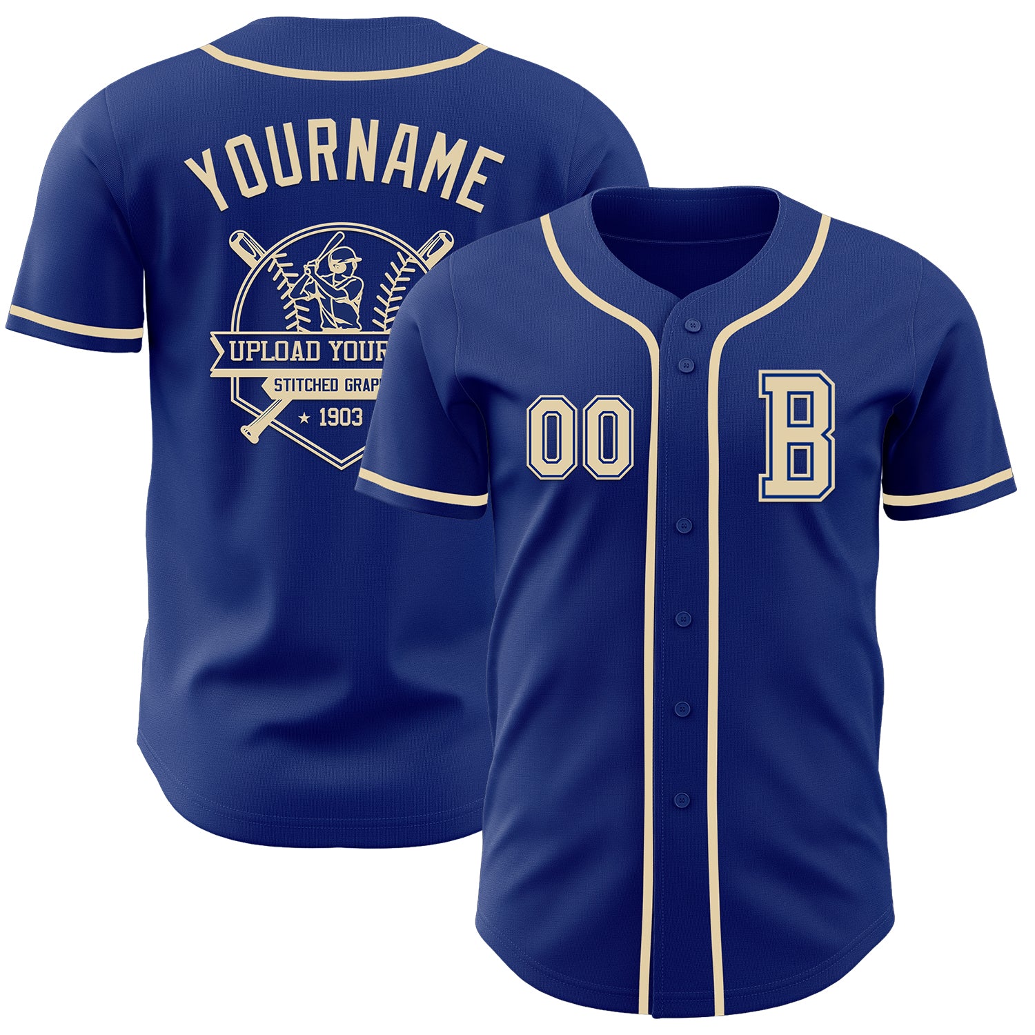 Custom Royal Cream Authentic Baseball Jersey
