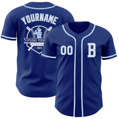 Custom Royal White-Light Blue Authentic Baseball Jersey