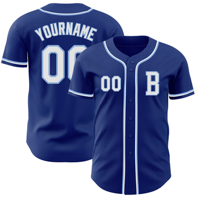 Custom Royal White-Light Blue Authentic Baseball Jersey