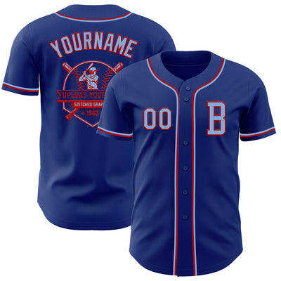 Custom Royal Light Blue-Red Authentic Baseball Jersey