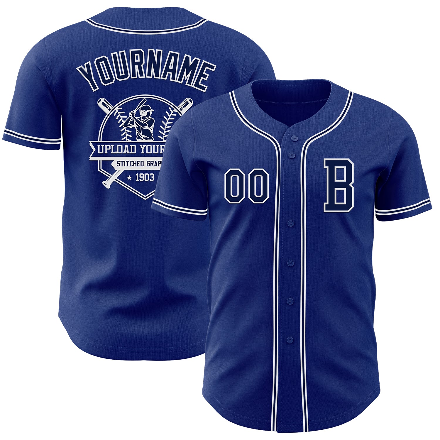 Custom Royal Navy-White Authentic Baseball Jersey