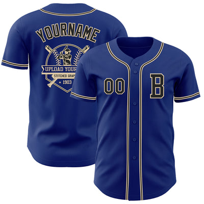 Custom Royal Black-City Cream Authentic Baseball Jersey