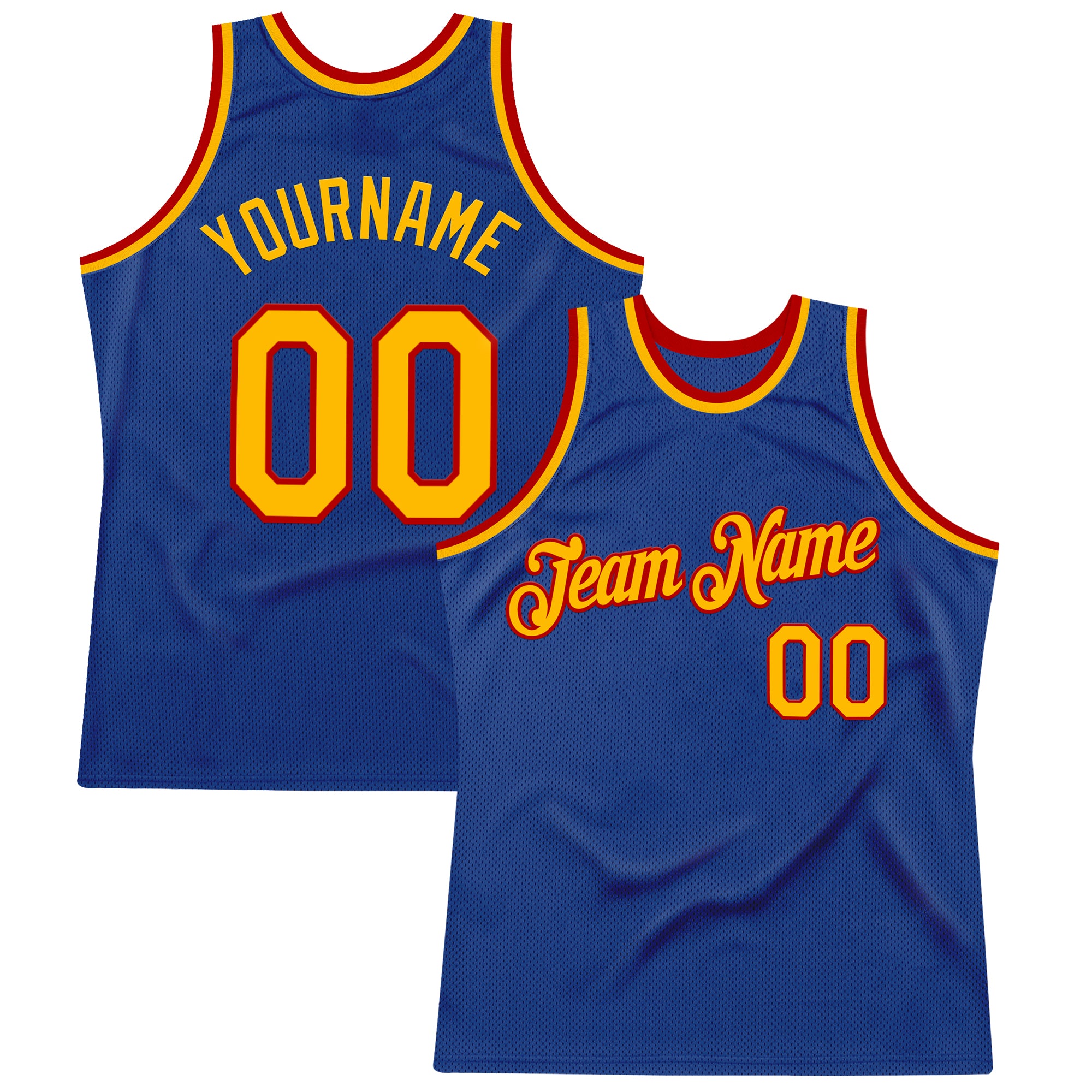 Custom Royal Gold-Red Authentic Throwback Basketball Jersey