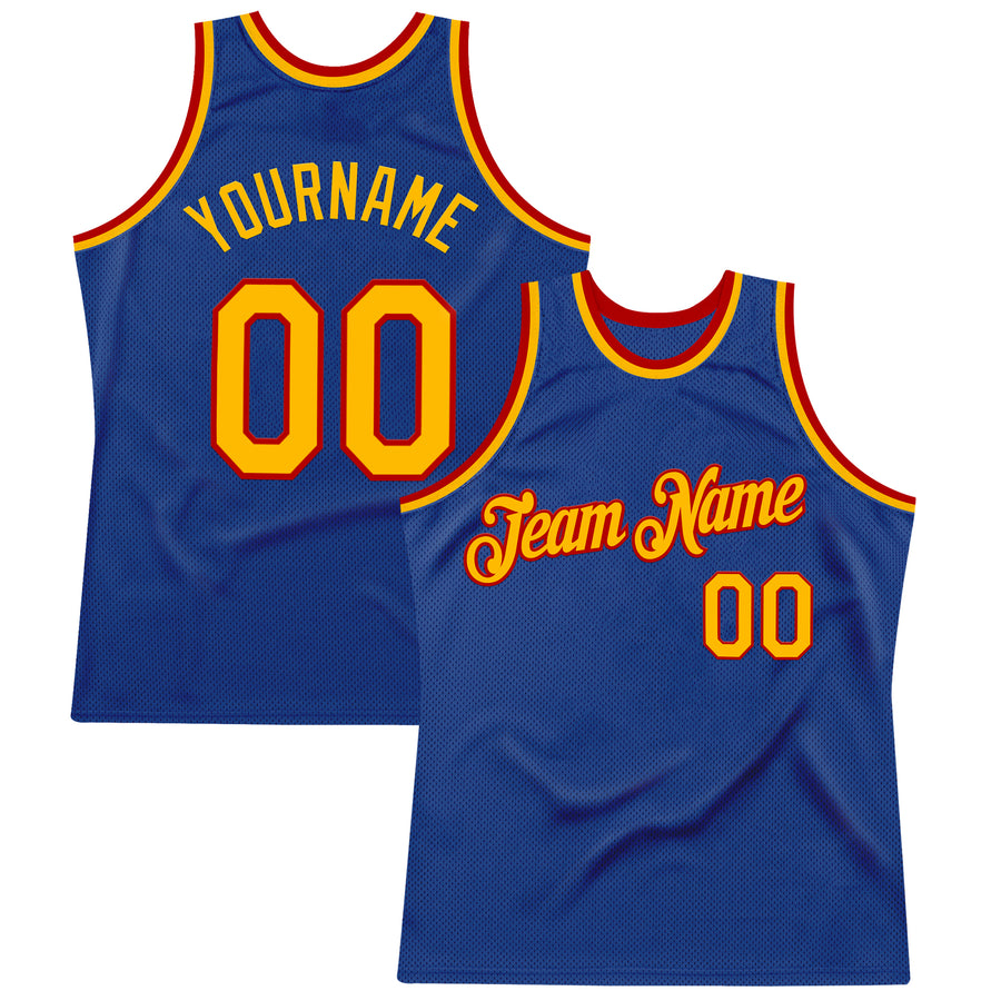 Custom Royal Gold-Red Authentic Throwback Basketball Jersey