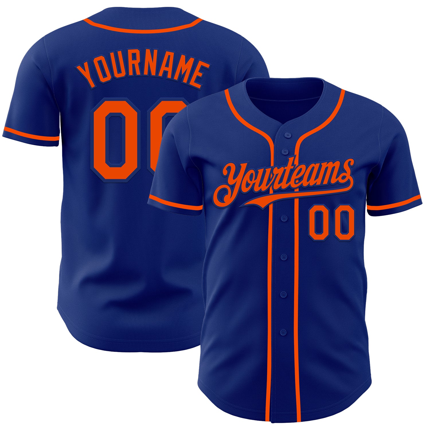 Custom Royal Orange Authentic Baseball Jersey