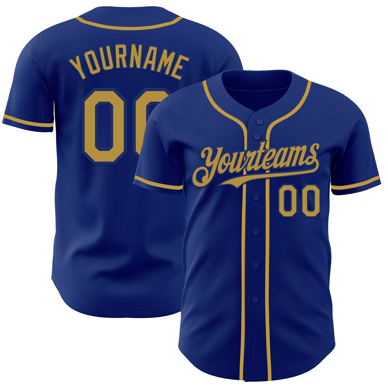 Custom Royal Old Gold Authentic Baseball Jersey