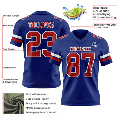 Custom Royal Red-White Authentic Football Jersey