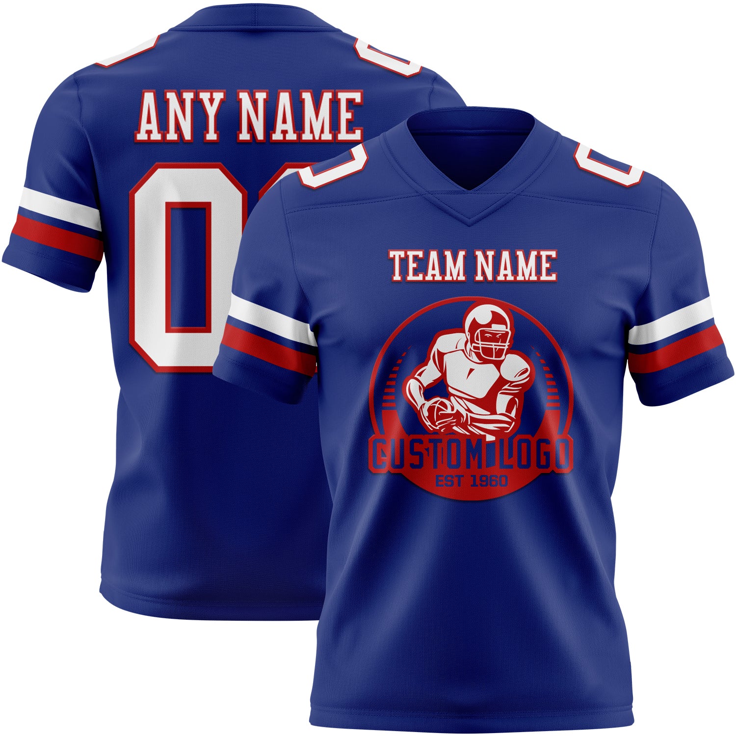 Custom Royal White-Red Authentic Football Jersey