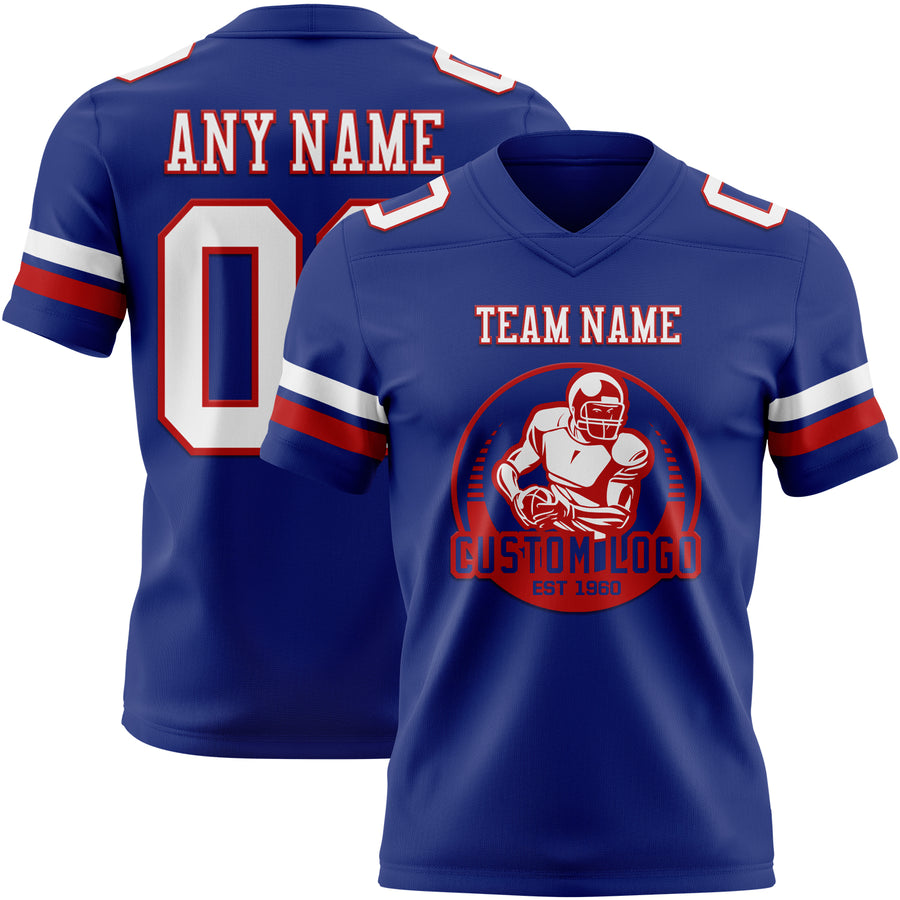 Custom Royal White-Red Authentic Football Jersey