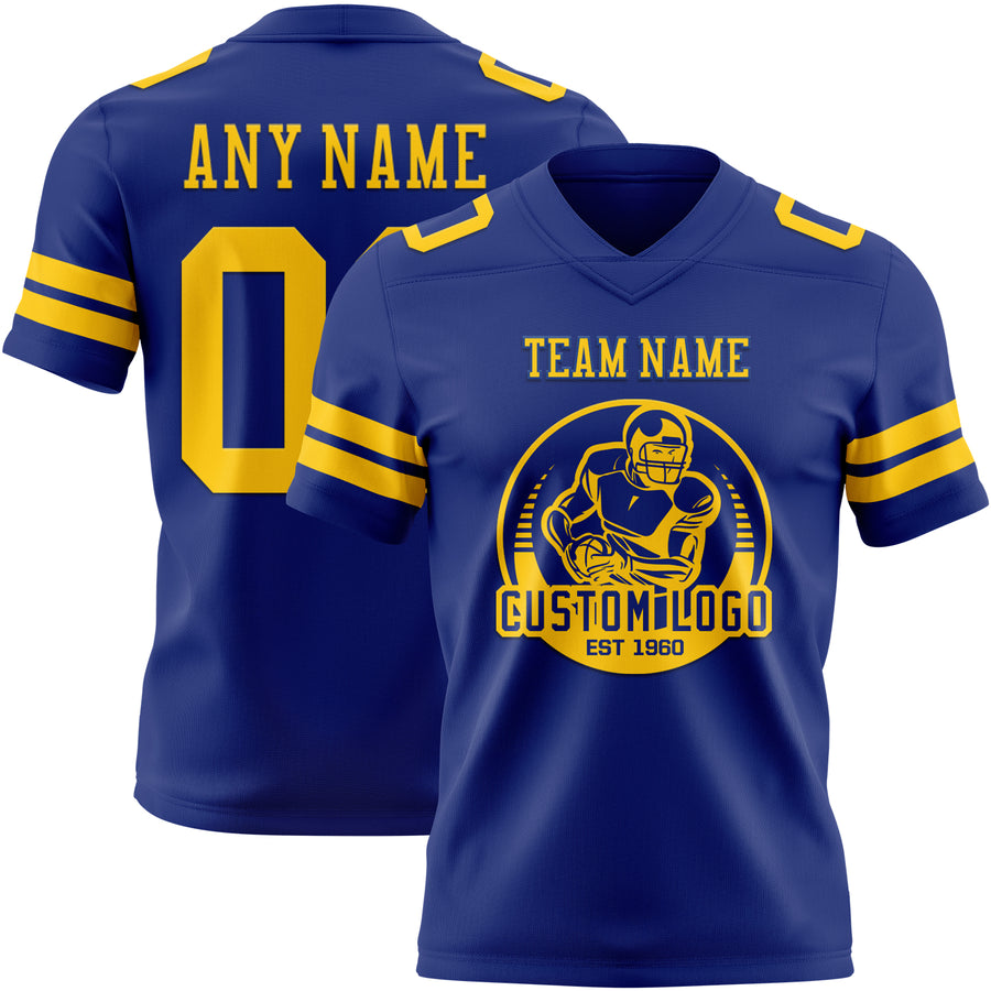 Custom Royal Yellow Authentic Football Jersey