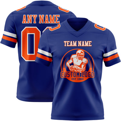 Custom Royal Orange-White Authentic Football Jersey