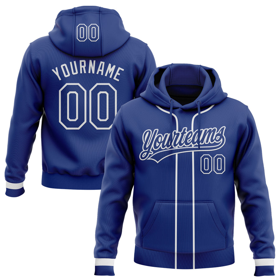 Custom Stitched Royal Royal-White Baseball Pullover Sweatshirt Hoodie