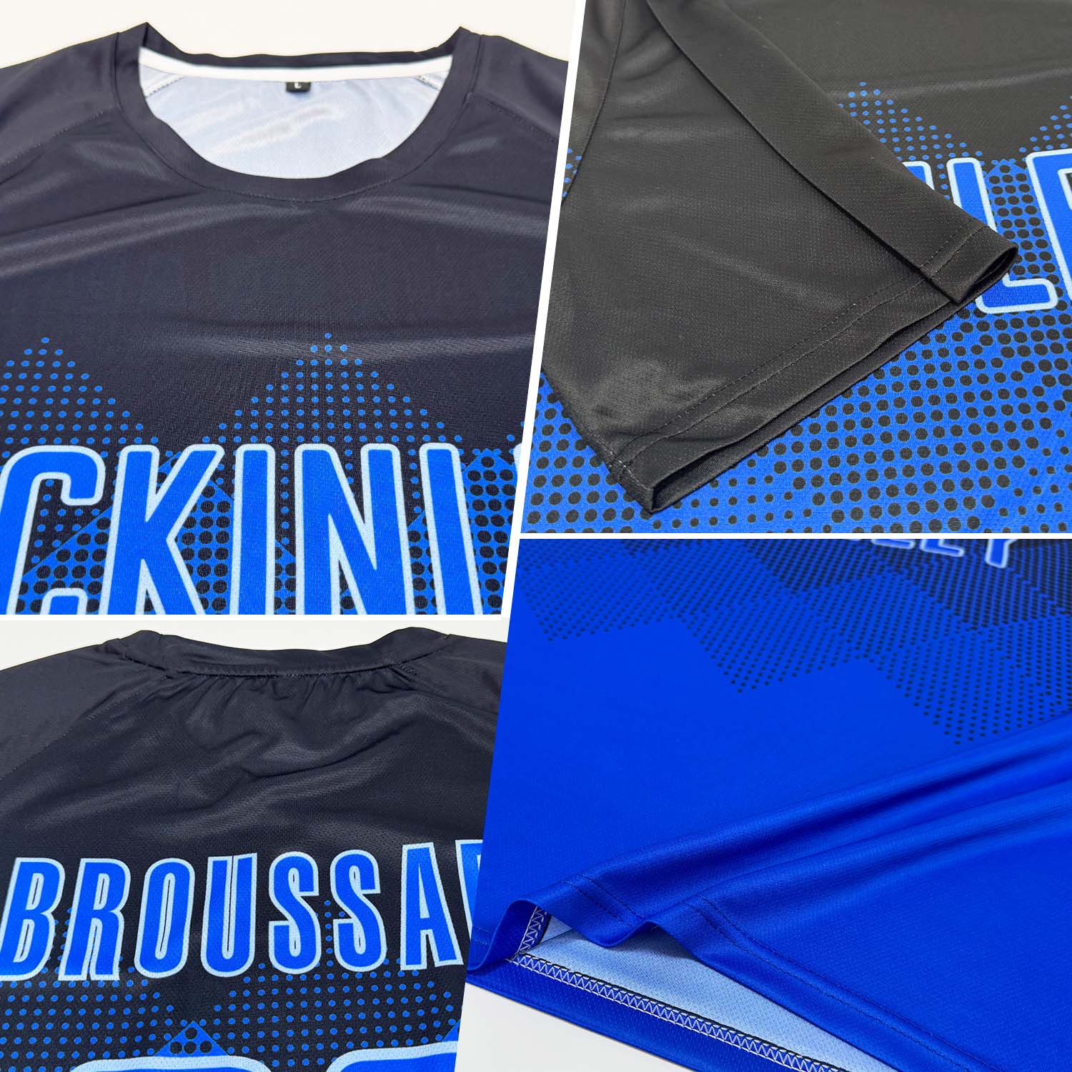 Custom Black Royal-Light Blue Sublimation Soccer Uniform Jersey