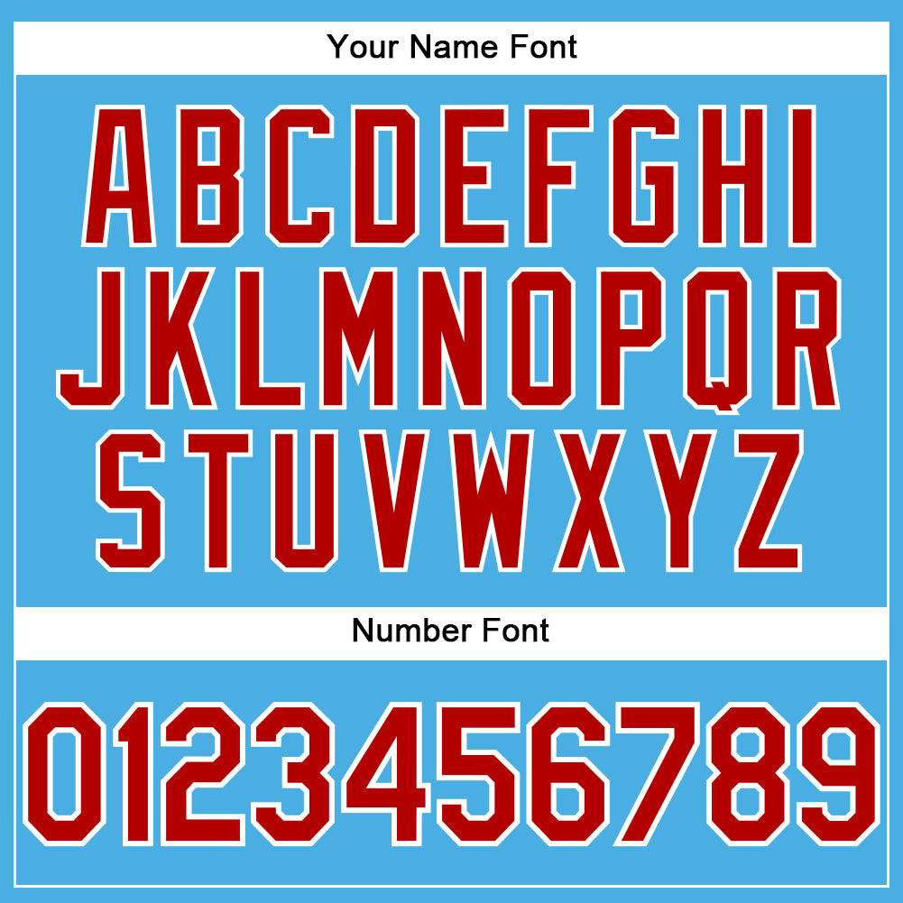 Custom Sky Blue Red-White Performance T-Shirt