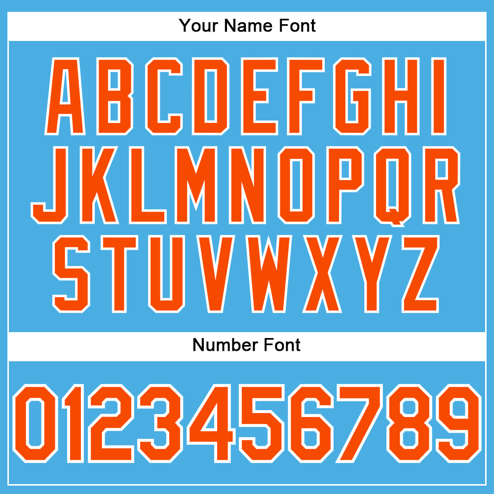 Custom Sky Blue Orange-White Performance T-Shirt