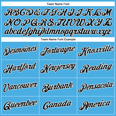 Custom Sky Blue Black-White Performance T-Shirt