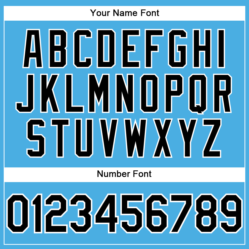 Custom Sky Blue Black-White Performance T-Shirt